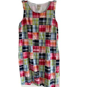 LL BEAN Kennebunkport Madras Plaid Patchwork Sheath Dress ~Size 12 ~Lined ~MINT!